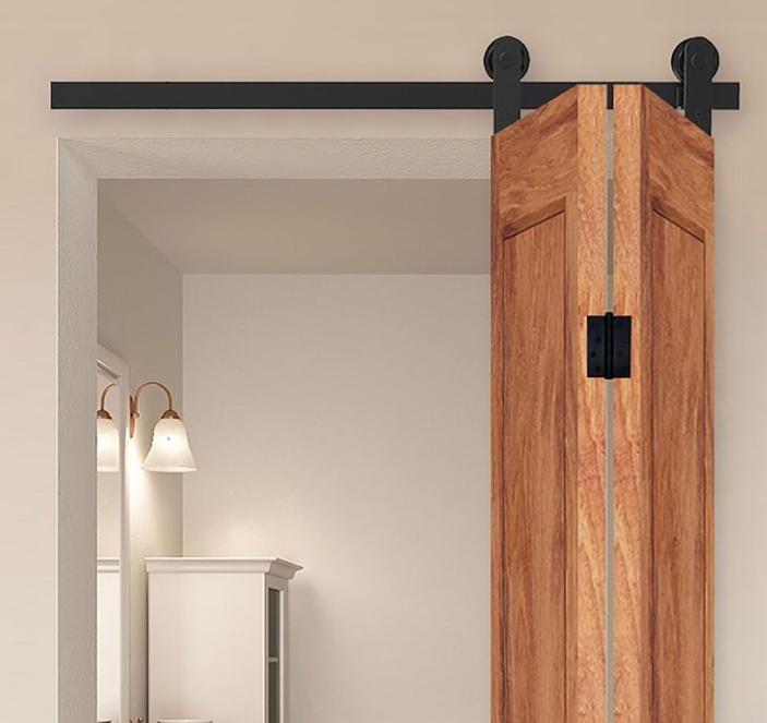 Bi-Fold Single Barn Door Kit - Tracks/Straps - Image 2